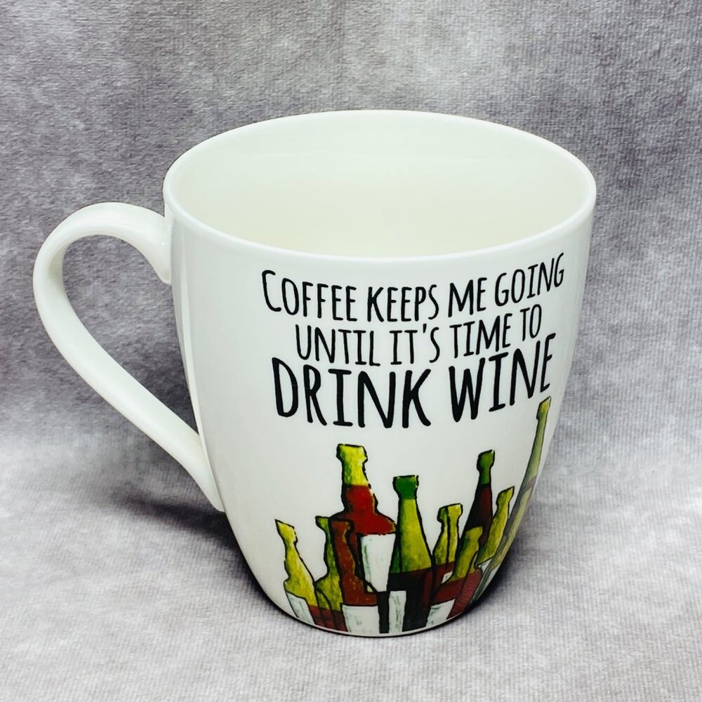 Pfaltzgraff Everyday Coffee Mug With Wine Bottle Design - 18 Oz